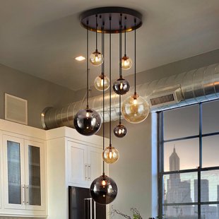 Schuller Valencia DARK hanglamp, ijzer, glas, amber, rook, Ø 55 cm