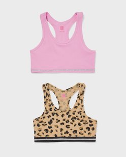 HEMA Kinder croptops luipaard - 2 stuks bruin (bruin)