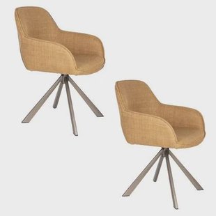 Housecraft Living Toye Eetkamerstoelen draaibaar Geel - Set van 2