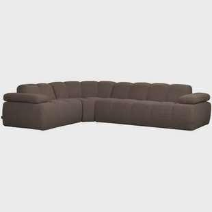 WOOOD Mojo Hoekbank Links - Bouclé - Bruin Melange - 74x310x230