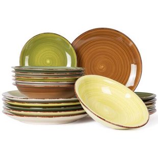 Studio Tavola Serviesset Deep Forest - 18-delig | 6 personen - 6 dinerborden, 6 diepe borden en 6 ontbijtborden