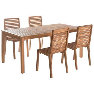 Beliani - OMBRIANO - Tuinset voor 4 - Lichtbruin - Acaciahout