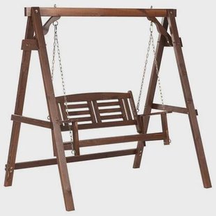 Beliani - NERITO - Schommelbank - Donkerbruin - Vurenhout