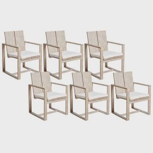 Beliani - AZZANELLO - Tuinstoel set van 6 - Gebroken wit - Acaciahout