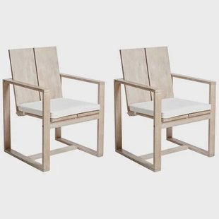 Beliani - AZZANELLO - Tuinstoel set van 2 - Gebroken wit - Acaciahout