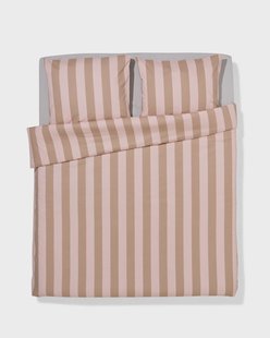HEMA Dekbedovertrek 200x200/220cm zacht katoen strepen roze (lichtroze)