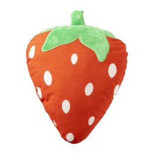 Kussen aardbei - rood/groen - 37x28 cm