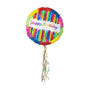 Piñata happy birthday - multikleur - ø44x9 cm Piñata happy birthday - multikleur - ø44x9 cm