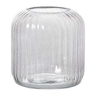 Windlicht ribbel middel - grijs - ø17.7x17.7 cm