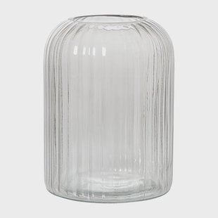 Windlicht ribbel groot - grijs - ø17.7x23.5 cm