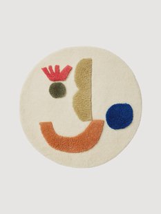 Rond kinderkleed Panto met hoog-laag structuur, handgetuft