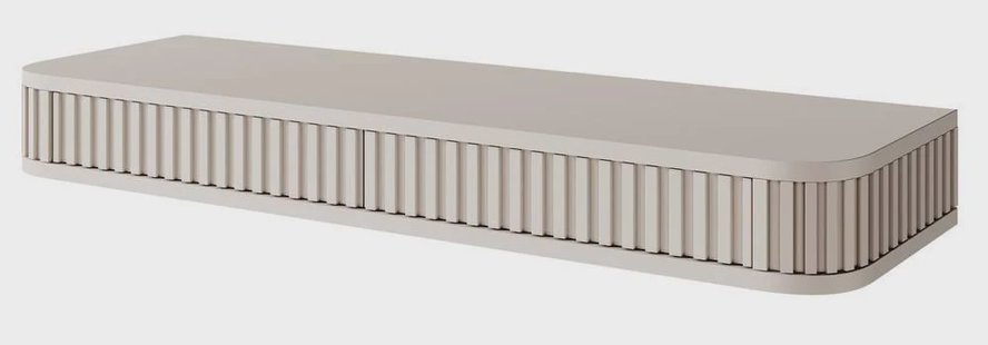 Ovarlo hangende kaptafel met groeven en twee laden, 113 cm, zandbeige | NADUVI Collection