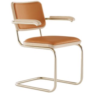 Thonet JS. THONET A Personal Interpretation By Jil Sander S64 P Nordic Stoel Met Armleuning,wit/Burnt Walnut