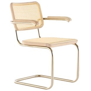 Thonet JS. THONET A Personal Interpretation By Jil Sander S64 V Nordic Stoel Riet Met Armleuning,wit/messing