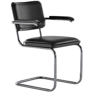 Thonet JS. THONET A Personal Interpretation By Jil Sander S64 P Serious Stoel Met Armleuning,Graphite Black/chroom