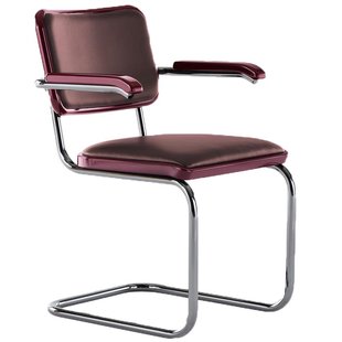 Thonet JS. THONET A Personal Interpretation By Jil Sander S64 P Serious Stoel Met Armleuning,Graphite Red/chroom