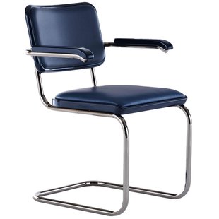 Thonet JS. THONET A Personal Interpretation By Jil Sander S64 P Serious Stoel Met Armleuning,Graphite Blue/chroom