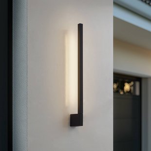 Lindby LED wandlamp Neano, 60 cm, zwart, metaal, IP54