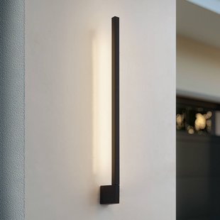 Lindby LED wandlamp Neano, 80 cm, zwart, metaal, IP54