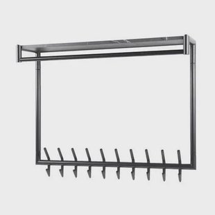 Giga Meubel - Kapstok Zwart - 20 Haken - 100x27x80cm - Hoedenplank