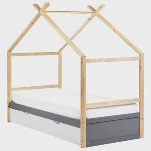 Beliani-ORGEVAL-Daybed voor kinderen-Grijs-90 x 200 cm-Grenenhout