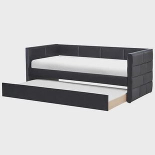 Beliani - CHAVONNE - Slaapbank - Zwart - 90 x 200 cm - Fluweel