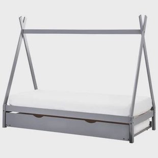 Beliani-TALMONTIERS-Onderschuifbed-Grijs-90 x 200 cm-Grenenhout