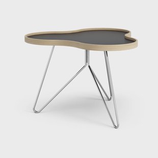 Swedese Flower tafel 62 x 66cm 45 cm, Zwart-eikenhouten rand-verchroomd onderstel Swedese Flower tafel 62 x 66cm 45 cm, Zwart-eikenhouten rand-verchroomd onderstel