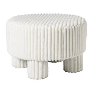 Poef Nora ribstof XL - wit - ø60x40 cm