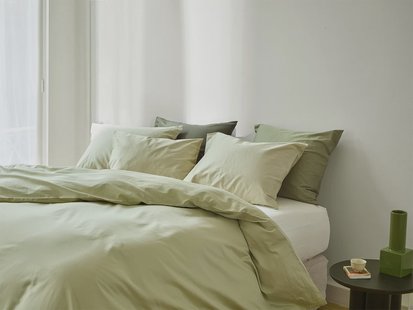 Yumeko Dekbedovertrek katoen satijn light olive 200x220+2/60x70 100% biologisch en fairtrade katoen, satijn geweven