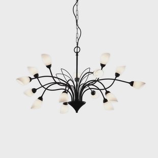 Jupiter Hanglamp Gloriosa, glas, zwart, 15 lampjes
