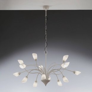 Jupiter Hanglamp Gloriosa, glas, crème, 15 lichtpunten