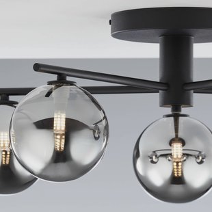 Jupiter Prato plafondlamp, zwart/rookgrijs, glas, 5-lamps
