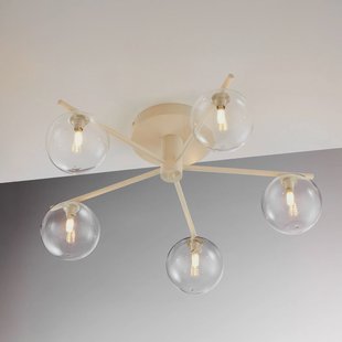 Jupiter Prato plafondlamp, crème/helder, glas, 5-lamps