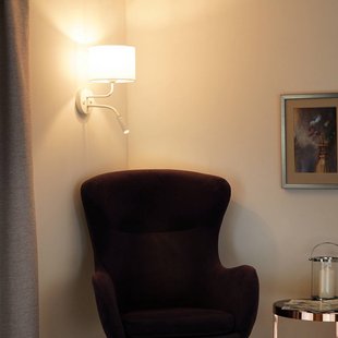 Duolla Wandlamp roller, wit, stof, leeslampje