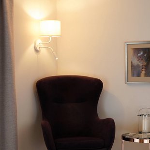 Duolla Wandlamp roller, stof, wit/beige, leeslampje