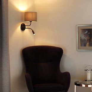 Duolla Wandlamp Roller, fluweel, zwart/beige, leeslampje