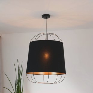 Duolla Lantern Medium hanglamp, zwart/goud, stof, E27