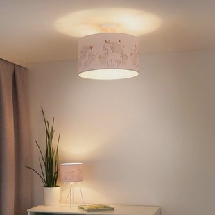 Duolla Hanglamp Mila, Ø 35 cm, stof, eenhoorns, E27