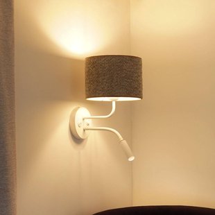 Duolla Wandlamp Roller, bouclé grijs, wit, met leeslampje