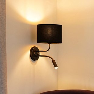 Duolla Wandlamp Roller, fluweel zwart, zwart, met leeslampje