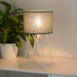 Duolla Tafellamp Trixi, metaal, stof, saliegroen, wit