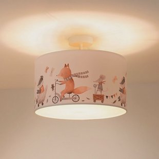 Duolla Plafondlamp Ferdi Kids, textiel, wit, bont