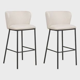 Beliani - MINA - Barkruk set van 2 - Gebroken wit - Polyester Beliani - MINA - Barkruk set van 2 - Gebroken wit - Polyester
