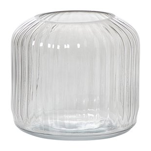 Windlicht ribbel klein - grijs - ø17.7x15.3 cm