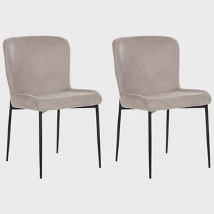 Beliani - ADA - Eetkamerstoel set van 2 - Taupe - Polyester