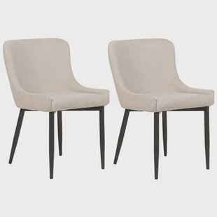 Beliani - EVERLY - Eetkamerstoel set van 2 - Lichtbeige - Polyester Beliani - EVERLY - Eetkamerstoel set van 2 - Lichtbeige - Polyester