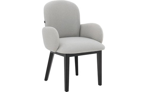 Goossens Eetkamerstoel Lahja lichtgrijs stof met armleuning,