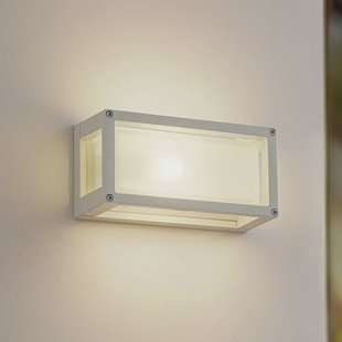 Lucande buitenwandlamp Aurelien, wit, glas, 12,5 cm, IP54