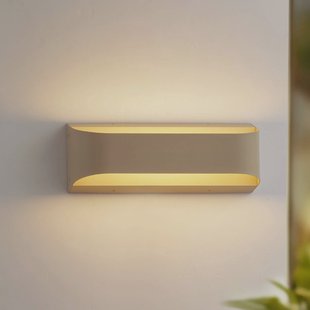 Lindby LED buiten wandlamp Lenore, beige, metaal, 36,5 cm